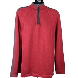 EDDIE BAUER Sweater Red Grey Knit Pull Over Size Large